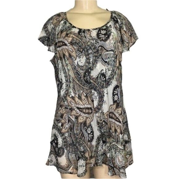 CB‎ Established 1962 Layered Cap Sleeve Lined Chiffon Blouse 1X - Picture 1 of 10
